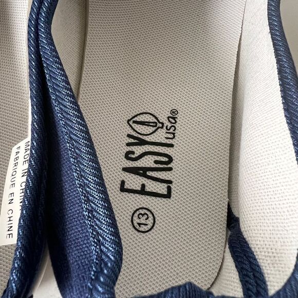 Easy USA Men’s Navy Blue Canvas Slip On Shoes Size 13 - Picture 5 of 7